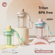 AKS Ice Cream Bottle,Tritan plastic, 450ml, leakproof, lightweight, durable, with strap