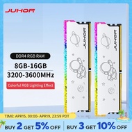 Juhor แรม DDR4 8GB 16GB 3200MHz memoria RAM DDR4 RGB DIMM เดสก์ท็อปหน่วยความจำสำหรับเล่นเกม