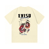 2026 EVISU Baharu Baju-T Bercetak Lelaki dan Wanita, Baju-T Sukan, Baju Kasual Lengan Pendek, Baju L