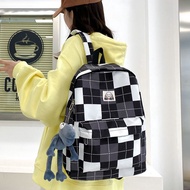NRFYKYU Lattice Chessboard Backpack Large Capacity Schoolbag Students School Bag Fashion Korean Style Shoulder Bag girl