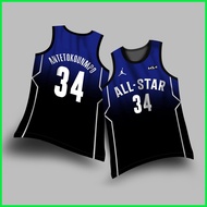 ◶ ✟ 2023 NBA ALL-STAR GAME NBA CUT JERSEY NAVY BLUE | LEBRON VS GIANNIS FULL SUBLIMATION JERSEY