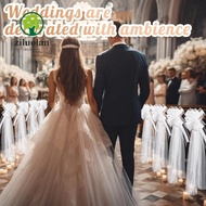 ZILUOLAN 4Pcs Church Wedding Pew Bows, with Long Tulle Tails Church Aisle Decor Chair Aisle Decor, F