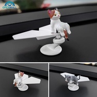OPENMALL 360 Rotating Aircraft Cat Car Center Console Ornaments Micro Animal Screen Decoration Car I