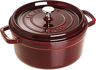 Staub Staub La Cocotte Round 40509-359-5 Pico Cocotte Round Grenadine Red 10.2 inches (26 cm) Large Two-Handed Cast Iron Pot, Induction Compatible