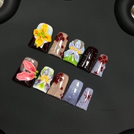 10 cái móng đầy màu sắc đầy màu sắc Vịt giả với Tip Tip Chip-chống nhòe móng tay giả cho bạn gái vợ 