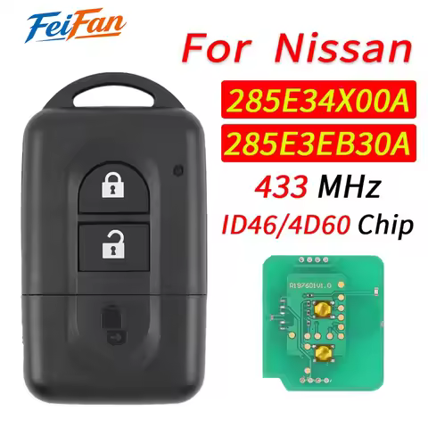FF 285E3-4X00A/EB30A/AX605/BC00A ID46/4D60 Chip 433MHz Car Remote Key For Nissan Xtrail Qashqai Note