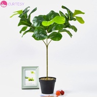 CURTESY Fake Ficus Tree, Vibrant Plastic Artificial Fiddle Leaves Fig Tree, Green Plant Large Real T