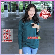 HIJAU Jumbo Women's Long Sleeve T-Shirt, Chest Size 130, 3XL, 4XL, 5XL, Bottle Green