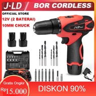 [Bisa COD] JLD 12v bor charger bor cordless jld 12v full set bor baterai 2 batre Bor / Mesin Bor / A