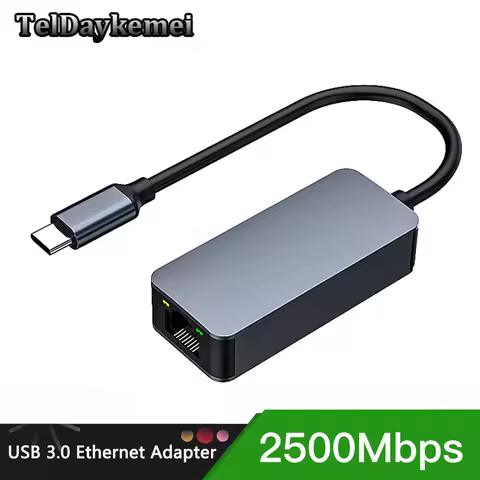 2500Mbps USB 3.0 Type-C Ethernet To RJ45 2.5G Wired Adapter Converter Lan Network Hub For Windows 7/