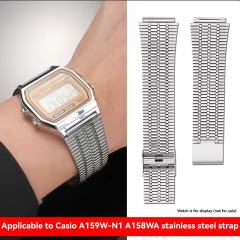 18mm Stainless Steel Watch Band, Compatible with TIMEX Q Series TW2T80700 TW2U60900, Metal Bracelet 
