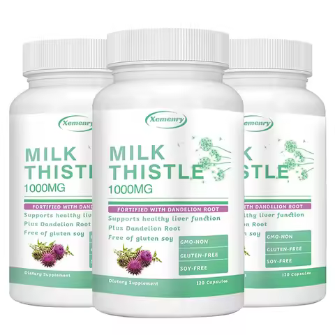Milk Thistle Capsules 1000mg - with Dandelion Root - Liver Detox and Cleanse, Promotes Skin and Dige