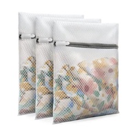 3pcs Zippered Mesh Laundry Bag Polyester Laundry Wash Bags Coarse Net Laundry Basket Laundry Bags fo