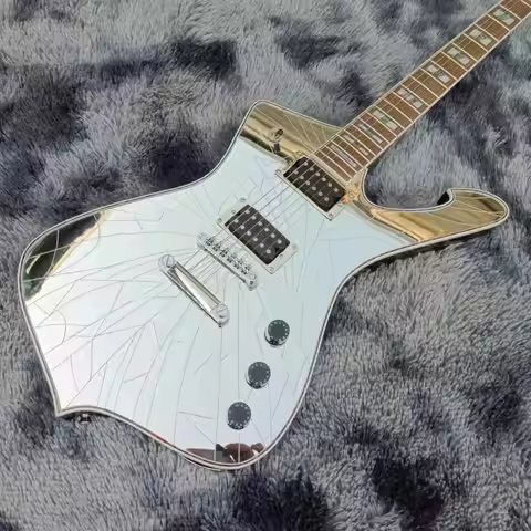 broken mirror top iceman shape electric guitar free shipping