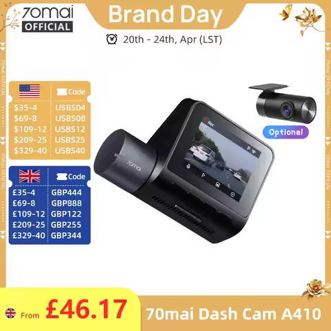 70mai Dash Cam A410 Front 1440P Rear 1080P Car DVR Upgraded Ver. of 70mai A400 Car Recorder 24H Park