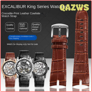 QAZWS สายนาฬิกาหนังวัวมีคิ้วสีดำ26มม. สำหรับ Roger Dubuis สำหรับ Excelibur Series สายสายนาฬิกาข้อมือ