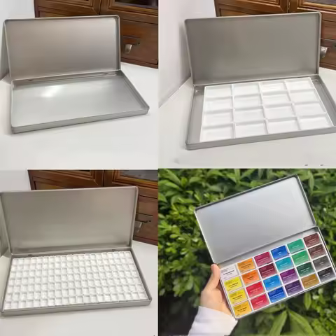 42/84/90 Grid Watercolor Empty Iron Box 1ml 2ml 3.2ml Self-made Watercolor Packaging Portable Paint 