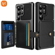 FZT For Samsung Galaxy S25 Ultra S24 Ultra S23 Ultra S25 Plus S24 FE Wallet Case Card Holder Slot wi