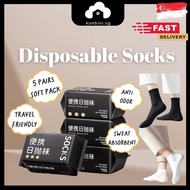 [SG] 5pc Travel Socks Soft Pack, Disposable Socks, Premium Socks, Unisex Socks Cotton Socks