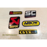 Exhaust Sticker 3D Aluminium Tahan Panas Untuk Motosikal Ekzos AKRAPOVIC SC PROJECT ARROW OVER RACIN