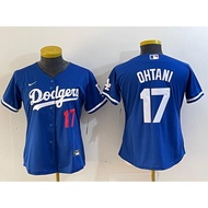 MLB Woman Los Angeles Dodgers 17 Shohei Ohtani Baseball Jersey White Blue