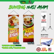 Bunting Nasi Ayam | Bunting Banner produk makanan readymade design boleh edit atau tambah info