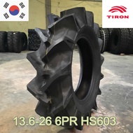 TIRON ยางรถไถขอบ 26 นิ้ว 13.6-26 6PR รุ่น HS603 คุณภาพสูงจากเกาหลี สำหรับรถไถ รถแทรกเตอร์ คูโบต้า ยั