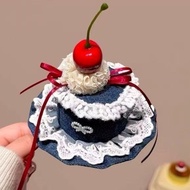 Lolita Lolita Lolita Hair Accessories Cherry Lace Cake Denim Headwear Hat Atmosphere Photograph