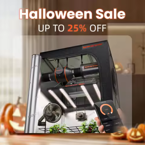 Spider Farmer 0.9x0.9x1.8m Complete Grow Tent Kit+G3000 Full Spectrum LED Grow Light+6” Clip Fan+4” 