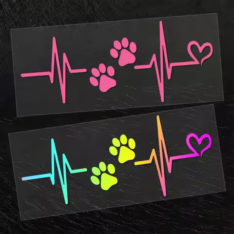 Heartbeat Dog Paw Reflective Stickers Motorcycle Motor Bike Scooter Body Decal Accessories for Piagg