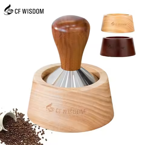 CF WISDOM Coffee Tamper Base Oak Sapele Wood Coffee Tamper Station Small Design Outdoor Easy To Carr