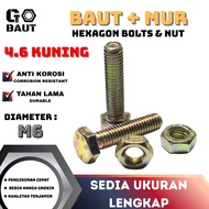 4.6 Hexagon Bolts and Nuts / Bolt Nuts Iron Hexagon Bolts and Nuts (Yellow) M6