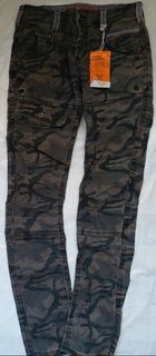 bauhaus TOUGH JEANSMITH 灰／軍綠色迷彩牛仔褲 (左右兩邊有圓圈裝飾 + 前右褲管有袋) (W30)