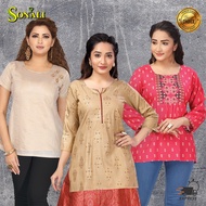 Sonali Premier Quality Women Short Kurtis Top  / Indian Ladies Top / Kurtis Wanita-Q1456/Q1362/Q1641