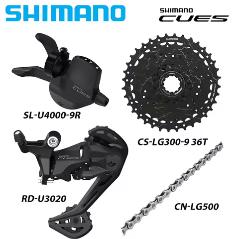 SHIMANO CUES U4000 9Speed Groupset for MTB Bike U3020 or U4020 Rear Derailleurs CN-LG500 Chain CS-LG