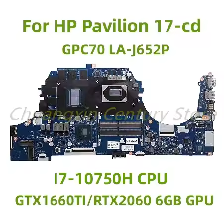 Suitable for HP Pavilion 17-cd laptop motherboard GPC70 LA-J652P with I7-10750H CPU GTX1660TI/RTX206