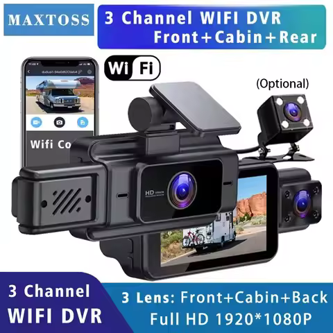 Wifi 3 Channel Dash Cam Cabin Len Car Dvr HD1080P Interior Camera Vehicle Recorder Video Registrator