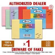 FOCUS Index Card Cards COLORED Single Color per pack 3x5in 4x6in 5x8in 100's 160gsm RCS - 1 Pack