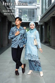 Jumbo XXXL LD 130 Set Couple Tunik Aqila couple kondangan couple kebaya tunik tulle tuton full bordi