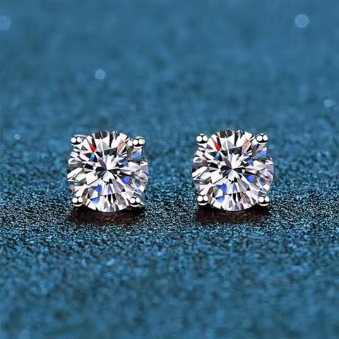 ROBUKF Moissanite Stud Earrings 0.1-3ct D Color 925 Sterling Silver Certified Lab Diamond Gold Fine 
