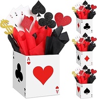 Zhanmai 8 Pcs Casino Favor Boxes 6.7 x 5.5 x 5.5 Inch Paper Poker Boxes Casino Table Decorations for