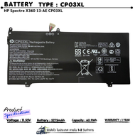 (ส่งฟรี ประกัน 1 ปี ) แบตเตอรี่โน๊ตบุ๊ค HP CP03XL ของแท้ (สำหรับ Spectre X360 13-AE Series ) HP batt