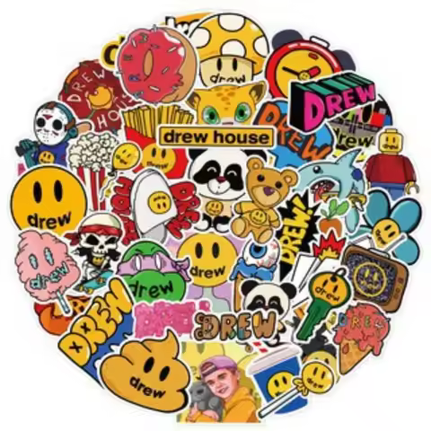 50pcs Drew House Justin Bieber's Graffiti Stickers Luggage Water Cup Car Scooter Refrigerator Mobile