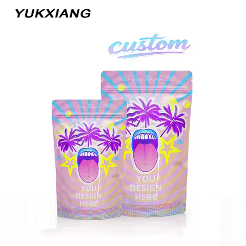 Custom Printed Aluminium Foil Zippper Bag Candy Cookies Food Storage Pouch Spice Coffee Powder Ziplo