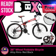 [ Free Gift Bicycle pump] 26” Inch Wheel Upgrade *24* Speed Gear Foldable Mountain Bikes Double Suspension MTB Road Bike