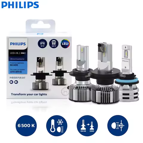 Philips LED H4 H7 H11 Ultinon Essential G2 H8 H16 HB3 HB4 9003 9005 9006 6500K White Car Upgrade Hea