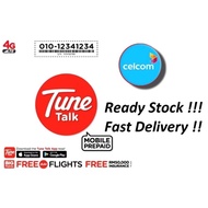 FREE  Sim Card Tunetalk Unlimited Internet Data Call Hotspot Simkad Prepaid Coverage Celcom & Digi