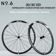 NO.6 30/30 UD SUPERLIGHT CARBON SPOKE DISC WHEELSET 1098g