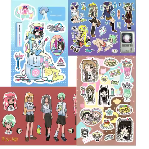 Cute Cartoon Girl Stickers Sweet Cool Girl Handbook DIY Decoration Material Stickers