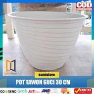 Wasp Pot 30 White Jars Tulip Pot 30/s Thread Motif Pot 30 cm